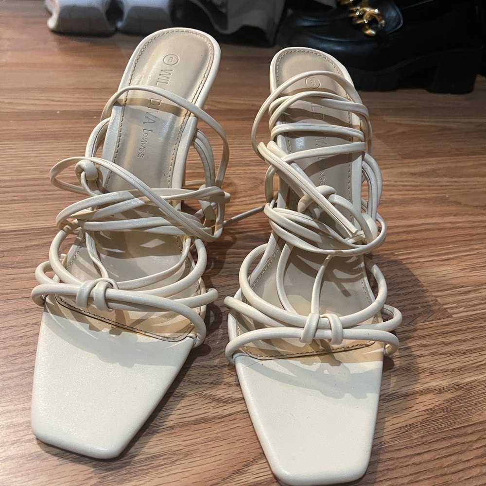 Beige strap heels
